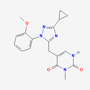 molecular formula C18H19N5O3 B5619709 5-{[3-cyclopropyl-1-(2-methoxyphenyl)-1H-1,2,4-triazol-5-yl]methyl}-3-methylpyrimidine-2,4(1H,3H)-dione 