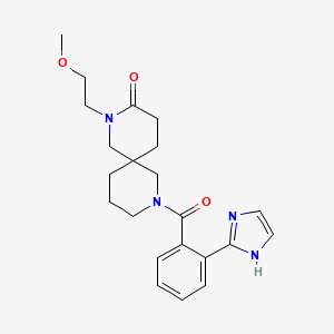 molecular formula C22H28N4O3 B5619726 8-[2-(1H-imidazol-2-yl)benzoyl]-2-(2-methoxyethyl)-2,8-diazaspiro[5.5]undecan-3-one 