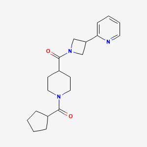 molecular formula C20H27N3O2 B5619758 2-(1-{[1-(cyclopentylcarbonyl)-4-piperidinyl]carbonyl}-3-azetidinyl)pyridine 