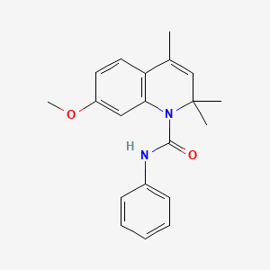 molecular formula C20H22N2O2 B5619780 7-methoxy-2,2,4-trimethyl-N-phenyl-1(2H)-quinolinecarboxamide 