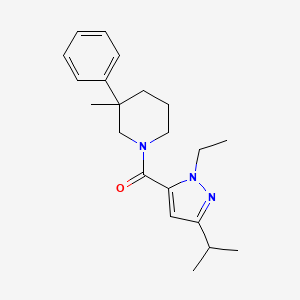 molecular formula C21H29N3O B5619820 1-[(1-ethyl-3-isopropyl-1H-pyrazol-5-yl)carbonyl]-3-methyl-3-phenylpiperidine 