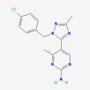 molecular formula C15H15ClN6 B5619826 5-[1-(4-chlorobenzyl)-3-methyl-1H-1,2,4-triazol-5-yl]-4-methylpyrimidin-2-amine 