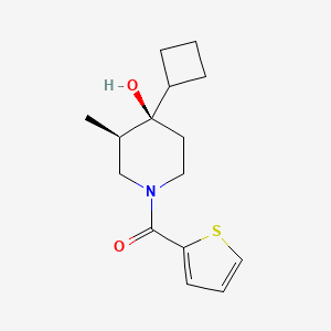 molecular formula C15H21NO2S B5619853 (3R*,4R*)-4-cyclobutyl-3-methyl-1-(2-thienylcarbonyl)-4-piperidinol 