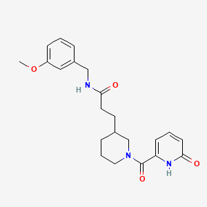 molecular formula C22H27N3O4 B5619883 N-(3-methoxybenzyl)-3-{1-[(6-oxo-1,6-dihydropyridin-2-yl)carbonyl]piperidin-3-yl}propanamide 