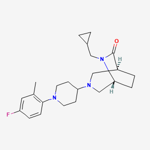 molecular formula C23H32FN3O B5619921 (1S*,5R*)-6-(cyclopropylmethyl)-3-[1-(4-fluoro-2-methylphenyl)piperidin-4-yl]-3,6-diazabicyclo[3.2.2]nonan-7-one 