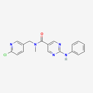 molecular formula C18H16ClN5O B5619923 2-anilino-N-[(6-chloro-3-pyridinyl)methyl]-N-methyl-5-pyrimidinecarboxamide 