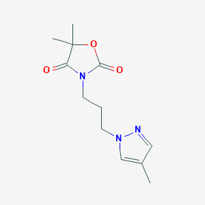molecular formula C12H17N3O3 B5619948 5,5-dimethyl-3-[3-(4-methyl-1H-pyrazol-1-yl)propyl]-1,3-oxazolidine-2,4-dione 