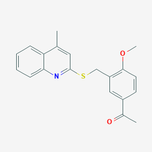 molecular formula C20H19NO2S B5619950 1-(4-methoxy-3-{[(4-methyl-2-quinolinyl)thio]methyl}phenyl)ethanone 