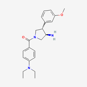 molecular formula C22H29N3O2 B5619956 (3R*,4S*)-1-[4-(diethylamino)benzoyl]-4-(3-methoxyphenyl)pyrrolidin-3-amine 
