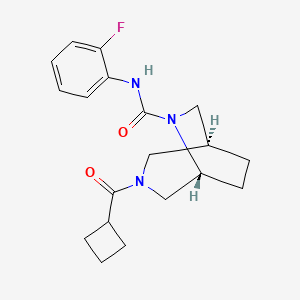molecular formula C19H24FN3O2 B5619963 (1S*,5R*)-3-(cyclobutylcarbonyl)-N-(2-fluorophenyl)-3,6-diazabicyclo[3.2.2]nonane-6-carboxamide 