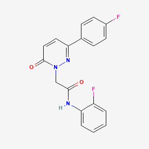 molecular formula C18H13F2N3O2 B5619966 N-(2-fluorophenyl)-2-[3-(4-fluorophenyl)-6-oxo-1(6H)-pyridazinyl]acetamide 