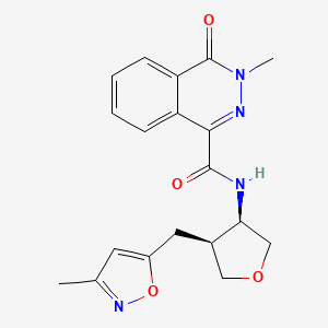 molecular formula C19H20N4O4 B5619967 3-methyl-N-{(3R*,4S*)-4-[(3-methylisoxazol-5-yl)methyl]tetrahydrofuran-3-yl}-4-oxo-3,4-dihydrophthalazine-1-carboxamide 
