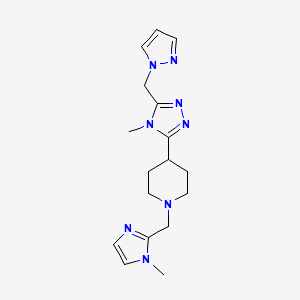molecular formula C17H24N8 B5619988 1-[(1-methyl-1H-imidazol-2-yl)methyl]-4-[4-methyl-5-(1H-pyrazol-1-ylmethyl)-4H-1,2,4-triazol-3-yl]piperidine 