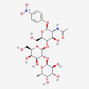 molecular formula C26H38N2O17 B561999 N-[(2S,3R,4R,5S,6R)-5-[(2S,3R,4S,5R,6R)-4,5-Dihydroxy-6-(hydroxymethyl)-3-[(2S,3S,4R,5S,6S)-3,4,5-trihydroxy-6-methyloxan-2-yl]oxyoxan-2-yl]oxy-4-hydroxy-6-(hydroxymethyl)-2-(4-nitrophenoxy)oxan-3-yl]acetamide CAS No. 177855-99-1