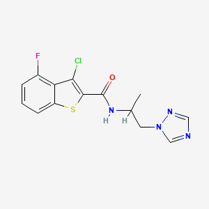 molecular formula C14H12ClFN4OS B5619994 3-chloro-4-fluoro-N-[1-methyl-2-(1H-1,2,4-triazol-1-yl)ethyl]-1-benzothiophene-2-carboxamide 