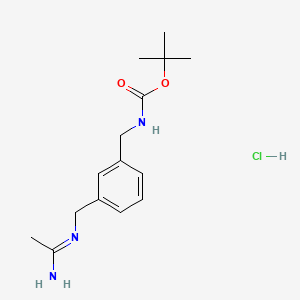 molecular formula C15H24ClN3O2 B562001 tert-Butyl N-[3-(Acetimidoylaminomethyl)benzyl]carbamate, Hydrochloride CAS No. 180001-98-3