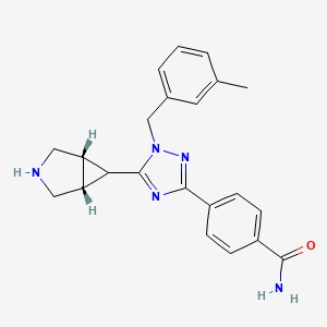 molecular formula C22H23N5O B5620012 4-[5-[(1R*,5S*,6r*)-3-azabicyclo[3.1.0]hex-6-yl]-1-(3-methylbenzyl)-1H-1,2,4-triazol-3-yl]benzamide 
