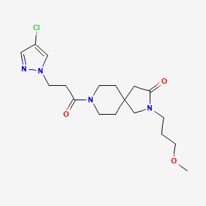 molecular formula C18H27ClN4O3 B5620022 8-[3-(4-chloro-1H-pyrazol-1-yl)propanoyl]-2-(3-methoxypropyl)-2,8-diazaspiro[4.5]decan-3-one 