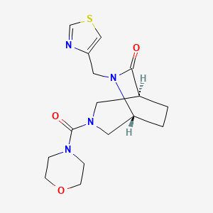 molecular formula C16H22N4O3S B5620026 (1S*,5R*)-3-(morpholin-4-ylcarbonyl)-6-(1,3-thiazol-4-ylmethyl)-3,6-diazabicyclo[3.2.2]nonan-7-one 