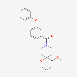 molecular formula C22H25NO4 B5620079 9-(3-phenoxybenzoyl)-1-oxa-9-azaspiro[5.5]undecan-5-ol 