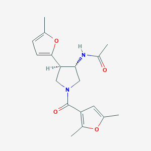 molecular formula C18H22N2O4 B5620121 N-[(3S*,4R*)-1-(2,5-dimethyl-3-furoyl)-4-(5-methyl-2-furyl)pyrrolidin-3-yl]acetamide 