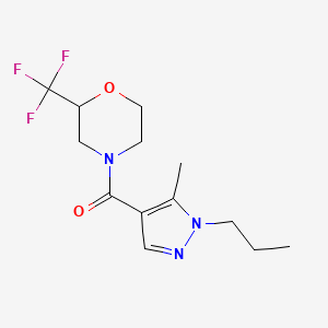 molecular formula C13H18F3N3O2 B5620129 4-[(5-methyl-1-propyl-1H-pyrazol-4-yl)carbonyl]-2-(trifluoromethyl)morpholine 
