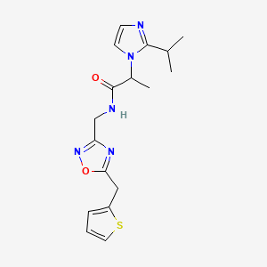 molecular formula C17H21N5O2S B5620149 2-(2-isopropyl-1H-imidazol-1-yl)-N-{[5-(2-thienylmethyl)-1,2,4-oxadiazol-3-yl]methyl}propanamide 