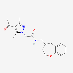 molecular formula C20H25N3O3 B5620171 2-(4-acetyl-3,5-dimethyl-1H-pyrazol-1-yl)-N-(2,3,4,5-tetrahydro-1-benzoxepin-4-ylmethyl)acetamide 