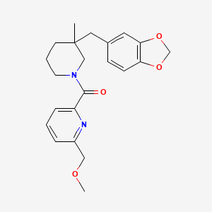 molecular formula C22H26N2O4 B5620183 2-{[3-(1,3-benzodioxol-5-ylmethyl)-3-methylpiperidin-1-yl]carbonyl}-6-(methoxymethyl)pyridine 