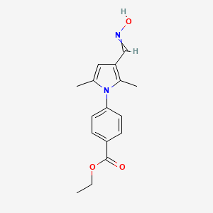 molecular formula C16H18N2O3 B5620195 ethyl 4-{3-[(hydroxyimino)methyl]-2,5-dimethyl-1H-pyrrol-1-yl}benzoate 