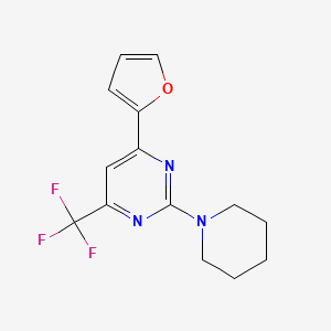 molecular formula C14H14F3N3O B5620205 4-(2-furyl)-2-(1-piperidinyl)-6-(trifluoromethyl)pyrimidine 