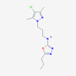 molecular formula C13H20ClN5O B5620283 N-[3-(4-chloro-3,5-dimethyl-1H-pyrazol-1-yl)propyl]-5-propyl-1,3,4-oxadiazol-2-amine 