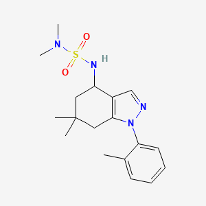 molecular formula C18H26N4O2S B5620330 N'-[6,6-dimethyl-1-(2-methylphenyl)-4,5,6,7-tetrahydro-1H-indazol-4-yl]-N,N-dimethylsulfamide 