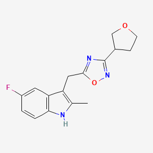 molecular formula C16H16FN3O2 B5620350 5-fluoro-2-methyl-3-{[3-(tetrahydrofuran-3-yl)-1,2,4-oxadiazol-5-yl]methyl}-1H-indole 