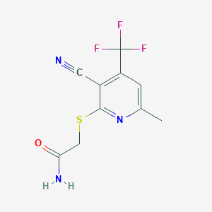 molecular formula C10H8F3N3OS B5620380 2-{[3-cyano-6-methyl-4-(trifluoromethyl)-2-pyridinyl]thio}acetamide 