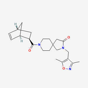 molecular formula C22H29N3O3 B5620388 8-[(1R*,2R*,4R*)-bicyclo[2.2.1]hept-5-en-2-ylcarbonyl]-2-[(3,5-dimethyl-4-isoxazolyl)methyl]-2,8-diazaspiro[4.5]decan-3-one 