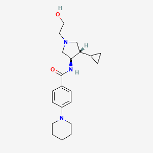 molecular formula C21H31N3O2 B5620405 N-[rel-(3R,4S)-4-cyclopropyl-1-(2-hydroxyethyl)-3-pyrrolidinyl]-4-(1-piperidinyl)benzamide hydrochloride 