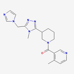 molecular formula C19H23N7O B5620429 3-({3-[5-(1H-imidazol-1-ylmethyl)-4-methyl-4H-1,2,4-triazol-3-yl]piperidin-1-yl}carbonyl)-4-methylpyridine 