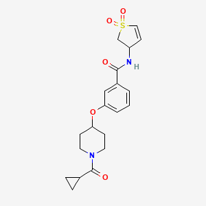 molecular formula C20H24N2O5S B5620467 3-{[1-(cyclopropylcarbonyl)piperidin-4-yl]oxy}-N-(1,1-dioxido-2,3-dihydro-3-thienyl)benzamide 