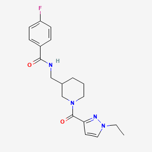 molecular formula C19H23FN4O2 B5620481 N-({1-[(1-ethyl-1H-pyrazol-3-yl)carbonyl]piperidin-3-yl}methyl)-4-fluorobenzamide 