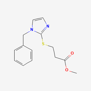 molecular formula C14H16N2O2S B5620510 methyl 3-[(1-benzyl-1H-imidazol-2-yl)thio]propanoate 