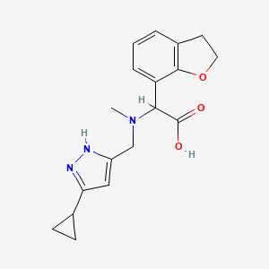 molecular formula C18H21N3O3 B5620534 [[(5-cyclopropyl-1H-pyrazol-3-yl)methyl](methyl)amino](2,3-dihydro-1-benzofuran-7-yl)acetic acid 