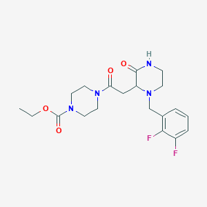 molecular formula C20H26F2N4O4 B5620588 ethyl 4-{[1-(2,3-difluorobenzyl)-3-oxo-2-piperazinyl]acetyl}-1-piperazinecarboxylate 