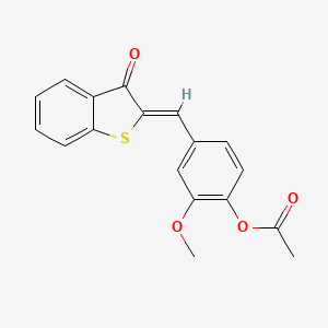 molecular formula C18H14O4S B5620636 2-methoxy-4-[(3-oxo-1-benzothien-2(3H)-ylidene)methyl]phenyl acetate 