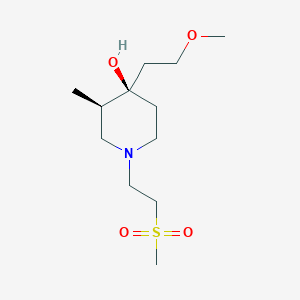 molecular formula C12H25NO4S B5620670 (3R*,4R*)-4-(2-methoxyethyl)-3-methyl-1-[2-(methylsulfonyl)ethyl]-4-piperidinol 