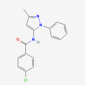 molecular formula C17H14ClN3O B5620675 4-chloro-N-(3-methyl-1-phenyl-1H-pyrazol-5-yl)benzamide 