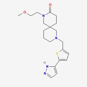 molecular formula C20H28N4O2S B5620683 2-(2-methoxyethyl)-8-{[5-(1H-pyrazol-3-yl)-2-thienyl]methyl}-2,8-diazaspiro[5.5]undecan-3-one 
