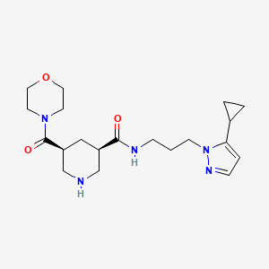 molecular formula C20H31N5O3 B5620747 (3R*,5S*)-N-[3-(5-cyclopropyl-1H-pyrazol-1-yl)propyl]-5-(morpholin-4-ylcarbonyl)piperidine-3-carboxamide 