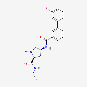 molecular formula C21H24FN3O2 B5620755 (4S)-N-ethyl-4-{[(3'-fluorobiphenyl-3-yl)carbonyl]amino}-1-methyl-L-prolinamide 