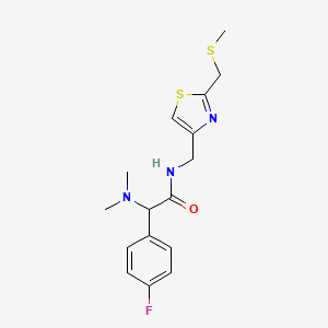 molecular formula C16H20FN3OS2 B5620774 2-(dimethylamino)-2-(4-fluorophenyl)-N-({2-[(methylthio)methyl]-1,3-thiazol-4-yl}methyl)acetamide 
